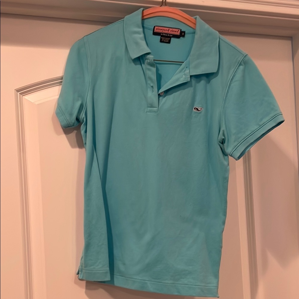 Vineyard Vines Blue Fitted Short Sleeve Polo
